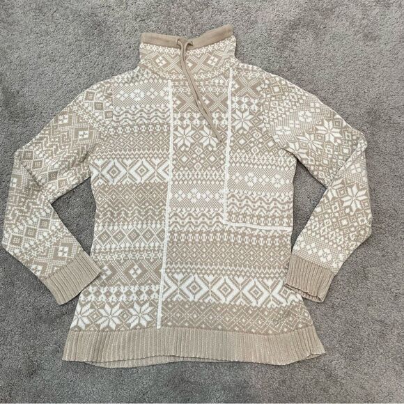 Woolrich Tan Fair Isle Turtleneck Sweater Size M - Picture 1 of 11